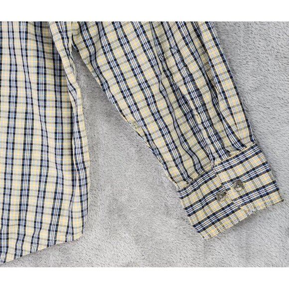 Wrangler PBR Shirt Mens XL Yellow Plaid Western Button Down Long Sleeve Vintage - Picture 9 of 10
